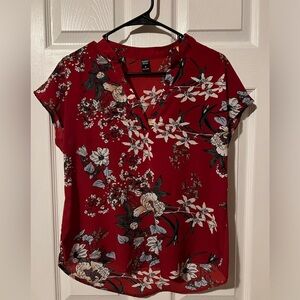 Red Floral Blouse